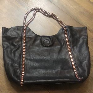 Deena & Ozzy Black and Rose Gold Bag